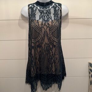 Love, Fire Green Lace Overlay Top, Women’s L